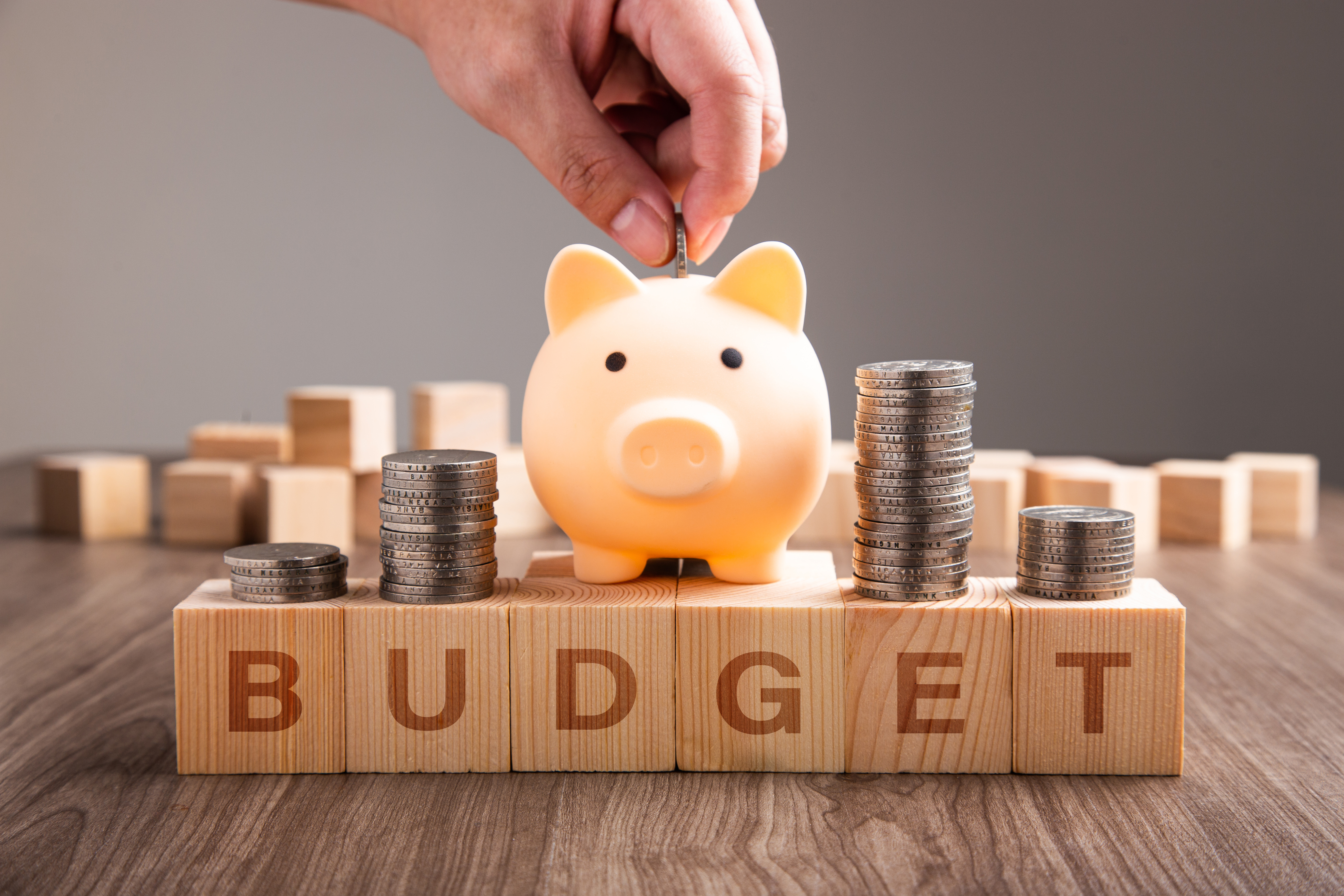 budget word written on wood block. Budget Planning Concept