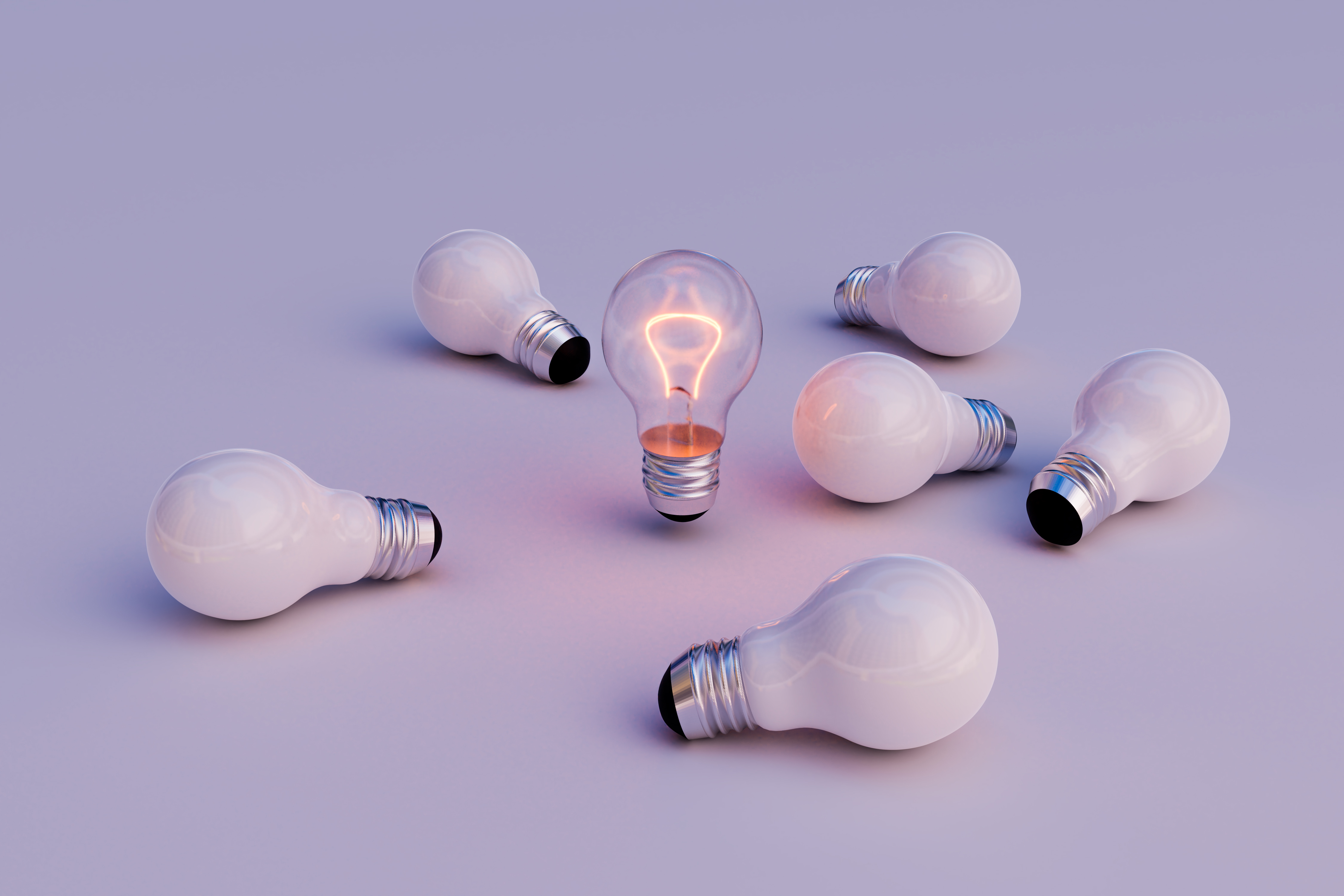 leadership action of light bulb, 3d illustration rendering